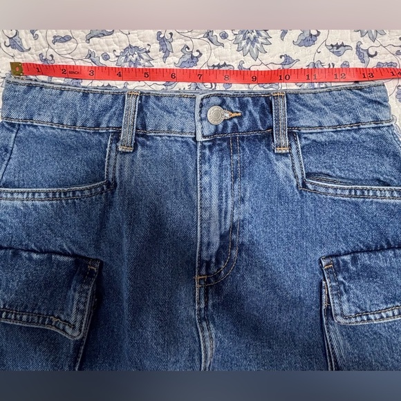 Reserved Denim Blue Mid Wash Jean Cargo Mini Skirt Small Utility Y2K Streetwear - Picture 4 of 7